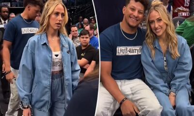 JUST IN: Fans BLASTS AND ROAST Brittany Mahomes for wearing a $10,850 crystal crop top with denim tracksuit for basketball date with husband Patrick