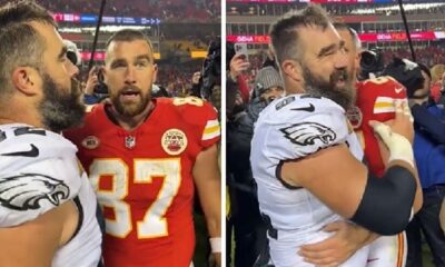 Rare footage of Jason and Travis Kelce playing football as kids wearing surprise NFL uniform emerges