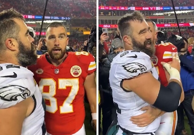 Rare footage of Jason and Travis Kelce playing football as kids wearing surprise NFL uniform emerges