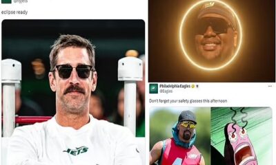 EXCLUSIVE: Solar Eclipse 2024: Aaron Rodgers, Jalen Hurts and 'Sexy Dexy' Lawrence II star as NFL teams celebrate rare phenomenon in style