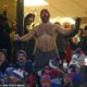 Kelce jumped out of a luxury suite shirtless while drinking beers at the Chiefs-Bills AFC Divisional round postseason game