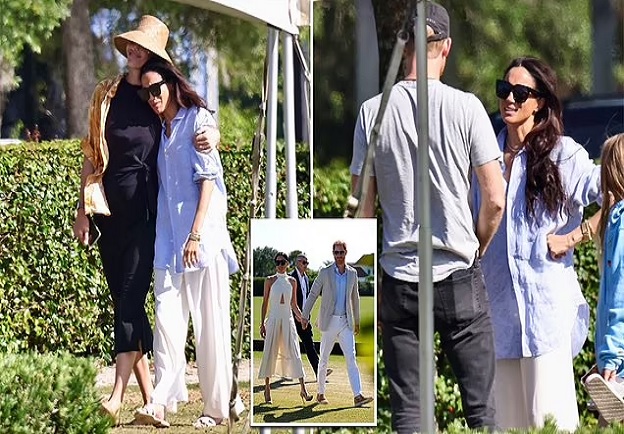 Meghan Markle trades in her stilettos for a $760 pair of Hermes flipflops and breezy linens as she joins husband Prince Harry for his Netflix polo shoot in Palm Beach - one day after she was mocked for her impractical on-field attire