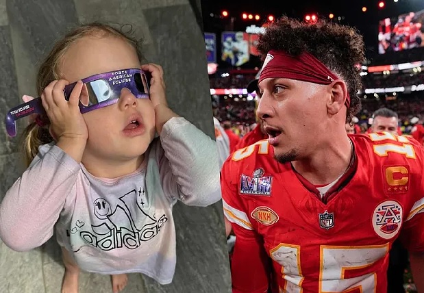 Patrick Mahomes heroically saves daughter Sterling during Solar Eclipse right in front of Brittany