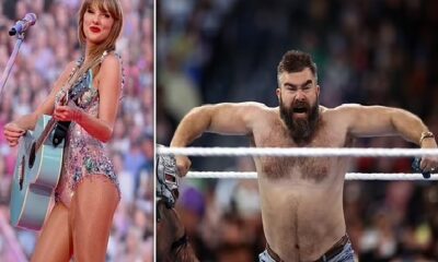 WWE drops Taylor Swift reference as broadcast calls Jason Kelce 'what's her name's brother-in-law' during Eagles legend's surprise appearance at WrestleMania