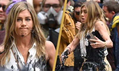 Jennifer Aniston gets oil savagely thrown over her while filming for The Morning Show,Jennifer Aniston had fake oil thrown over her while in character onset of The Morning Show but some....