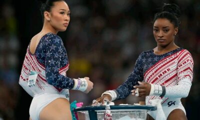 Simone Biles and Suni Lee caught on open mic plotting to celebrate their gold with Kanye West