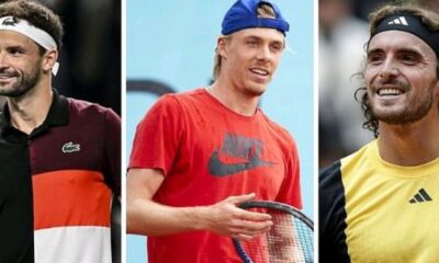 WATCH: Grigor Dimitrov, Denis Shapovalov, Stefanos Tsitsipas & others make hilarious attempt at switching over from one-hand technique in new ATP skit...see more