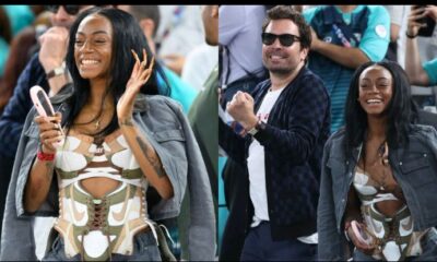 News Now: Sha’Carri Richardson Wears Custom Nike Dunk Corset at Team USA Basketball’s Gold Medal-winning Match with Jimmy Fallon During the 2024 Paris Olympics...see more