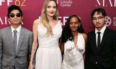 Angelina Jolie Lights Up Maria Red Carpet with 3 of Her Kids at New York Film Festival: See Their Looks...see more