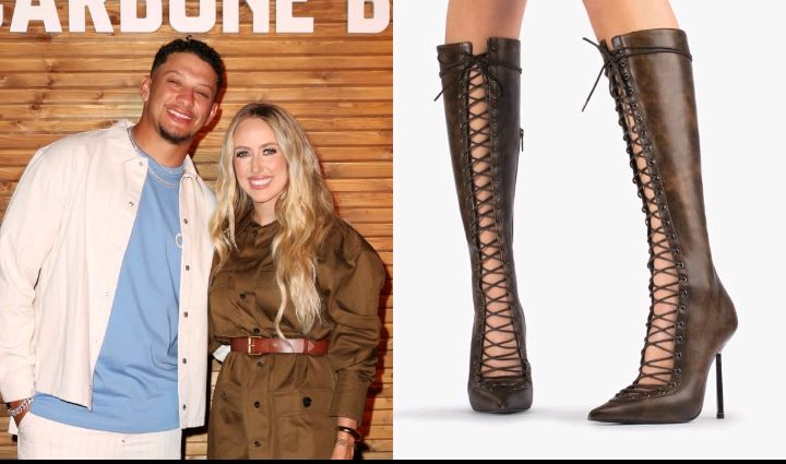 Breaking News: Brittany Mahomes Dons Corset-Inspired Vintage Brown Le Silla Colette Boots at Amex x Carbone Beach Event With Husband Patrick Mahomes...see more