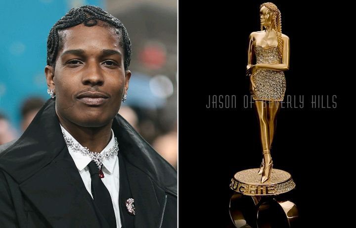 Breaking News: A$AP Rocky Wears Massive Gold Ring with Rihanna-Shaped Figure Covered in Diamonds: ‘You Know Who It Is’...see more