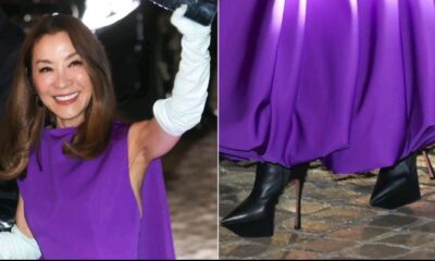 Breaking News: Michelle Yeoh Continues Her Platform Run in Amina Muaddi Boots Outside the Paris Opera...see more